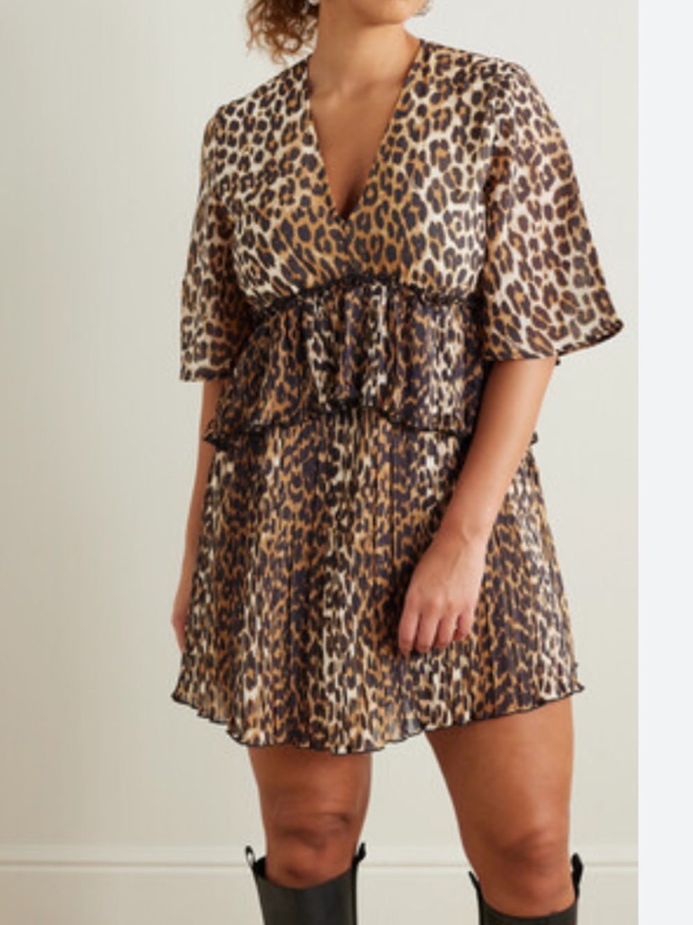 GANNI leopard-print georgette minidress sustainable fabric